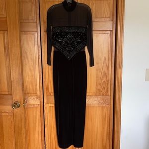 Never worn long black mesh and velvet dress.